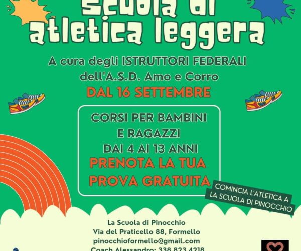 La Scuola di Pinocchio presenta i corsi di Atletica Leggera