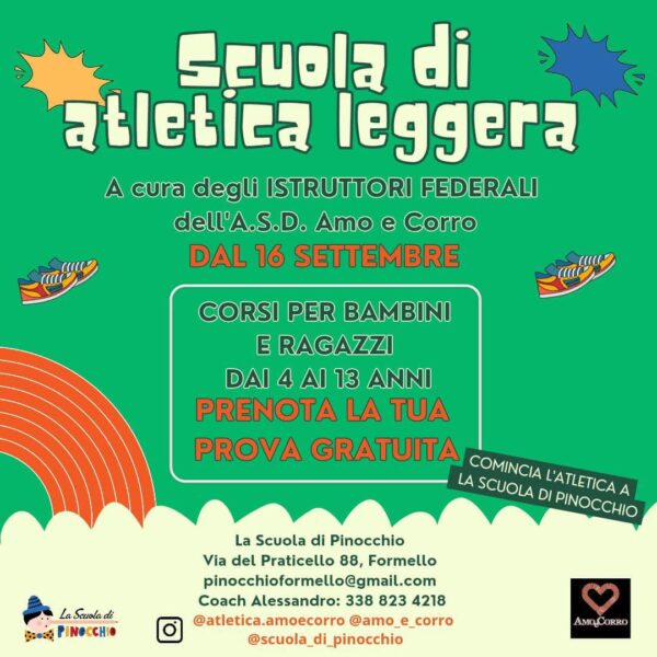 La Scuola di Pinocchio presenta i corsi di Atletica Leggera